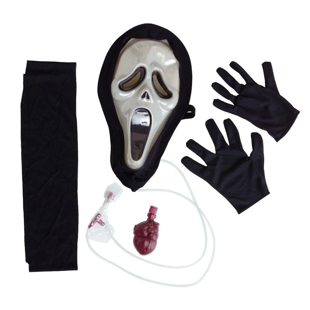 Fun World Ghost Face Bleeding Costume Kids Size L 10-12 Scream Mask Robe Gloves